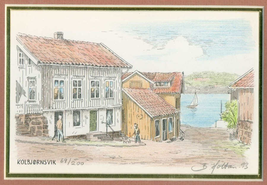 Kolbjørnsvik Akvarell av B. Holtan